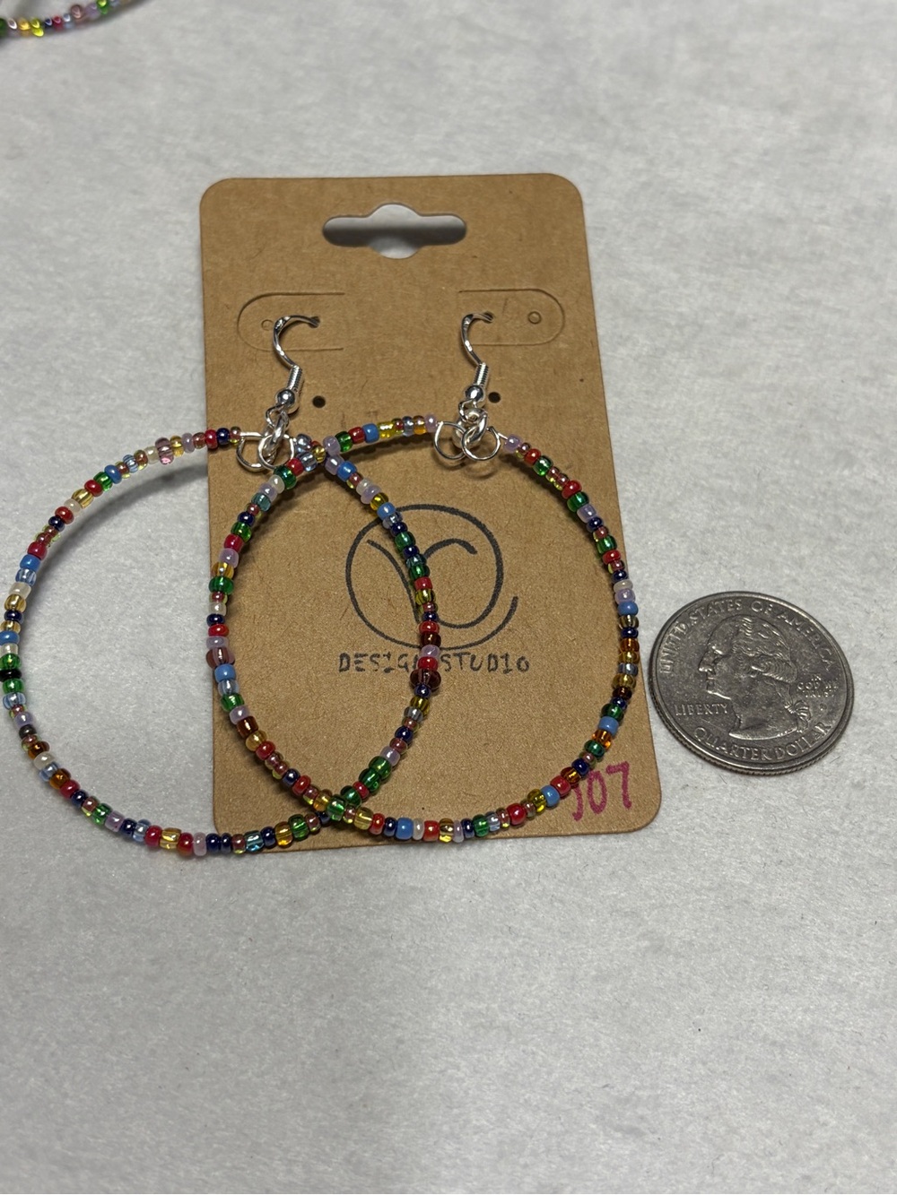 Beaded Multicolor Hoop Earrings by